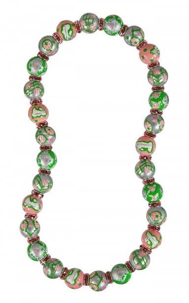 TENNIS, ANYONE?  CLASSIC NECKLACE - LIGHT PINK SWAROVSKI CRYSTALS by Angela Moore - Hand Painted, Beaded Necklace