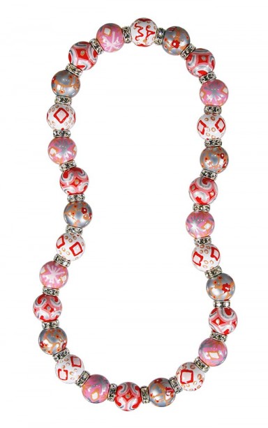 SUNSET SHIMMER CLASSIC NECKLACE - CLEAR SWAROVSKI CRYSTALS by Angela Moore - Hand Painted, Beaded Necklace