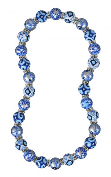 SUNRISE SHIMMER CLASSIC NECKLACE  - CLEAR SWAROVSKI CRYSTALS by Angela Moore - Hand Painted, Beaded Necklace