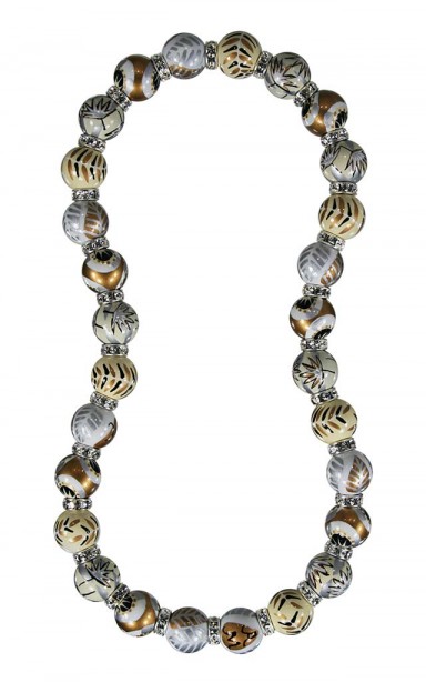 CAFE AU LAIT CLASSIC NECKLACE - CLEAR SWAROVSKI CRYSTALS by Angela Moore