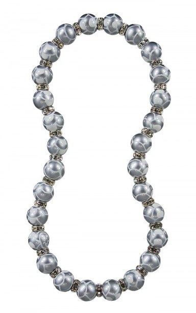 FEATHER FLURRY CLASSIC NECKLACE - CLEAR SWAROVSKI CRYSTALS by Angela Moore - Hand Painted, Beaded Necklace
