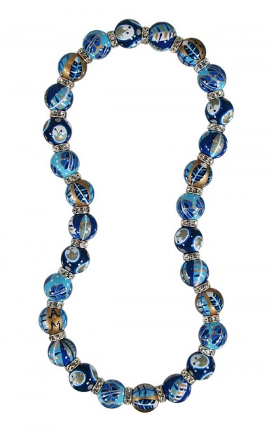 BELLA LUNA CLASSIC NECKLACE - CLEAR SWAROVSKI CRYSTALS by Angela Moore - Hand Painted, Beaded Necklace