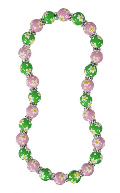 DAISY DAISY CLASSIC NECKLACE - CLEAR SWAROVSKI CRYSTALS by Angela Moore - Hand Painted, Beaded Necklace