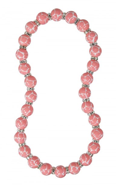 GIRAFFE PINK CLASSIC NECKLACE - CLEAR SWAROVSKI CRYSTALS by Angela Moore - Hand Painted, Beaded Necklace
