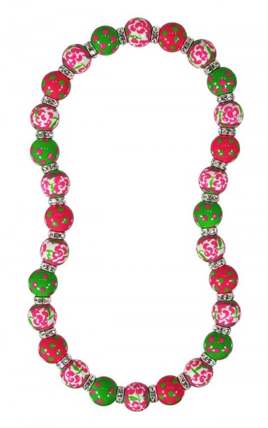 PREPPY PERFECT CLASSIC NECKLACE - CLEAR SWAROVSKI CRYSTALS by Angela Moore - Hand Painted, Beaded Necklace
