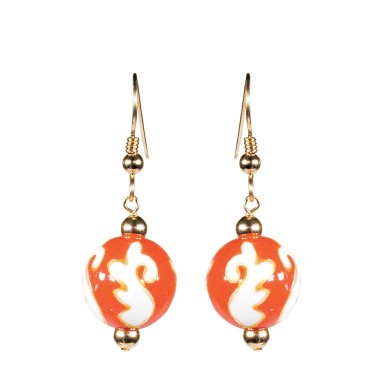 ORANGE CRUSH CLASSIC BEAD EARRINGS - GOLD by Angela Moore - Hand Painted Earrings