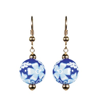 DEAUVILLE CLASSIC BEAD EARRINGS - GOLD by Angela Moore - Hand Painted Earrings