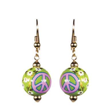 GOOD KARMA CLASSIC BEAD EARRINGS - GOLD by Angela Moore - Hand Painted Earrings