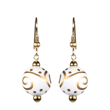 SOLAR SWIRL CLASSIC BEAD EARRINGS - GOLD by Angela Moore - Hand Painted Earrings