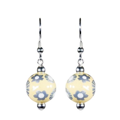 GORGEOUS GLOW CLASSIC BEAD EARRINGS - SILVER by Angela Moore - Hand Painted Earrings