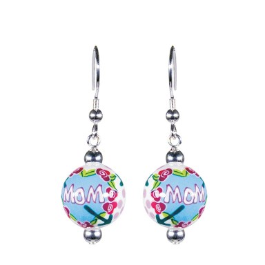 MAMMA MIA CLASSIC BEAD EARRINGS - SILVER by Angela Moore - Hand Painted Earrings