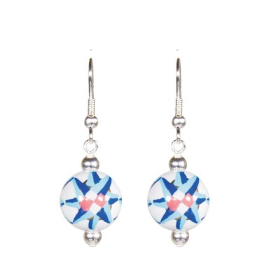 TREASURE ISLAND CLASSIC BEAD EARRINGS - SILVER by Angela Moore - Hand Painted Earrings