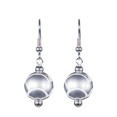 FEATHER FLURRY CLASSIC BEAD EARRINGS - SILVER by Angela Moore - Hand Painted Earrings