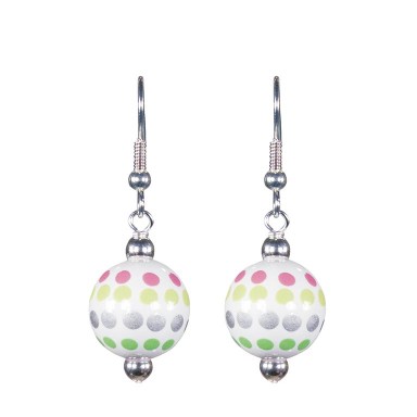 HOTSY DOTSY CLASSIC BEAD EARRINGS - SILVER by Angela Moore - Hand Painted Earrings
