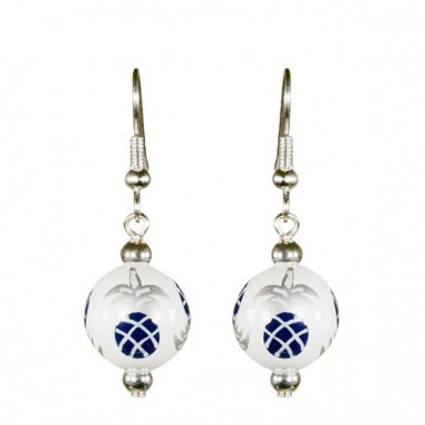 PINEAPPLE PATCH NAVY/SILVER CLASSIC BEAD EARRINGS - SILVER 