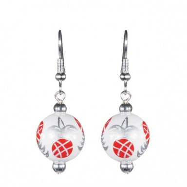 PINEAPPLE PATCH RED/SILVER CLASSIC BEAD EARRINGS - SILVER 