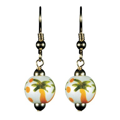 PALM TREES PEARL PETITE BEAD EARRINGS
