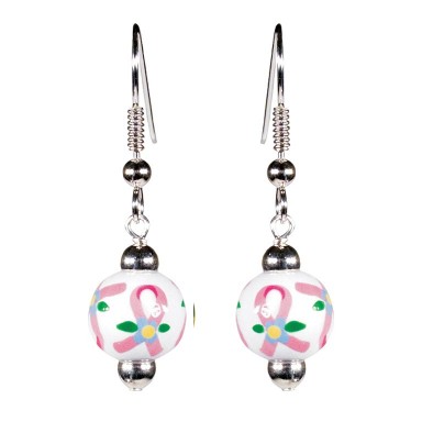 PINK RIBBON PETITE BEAD EARRINGS 