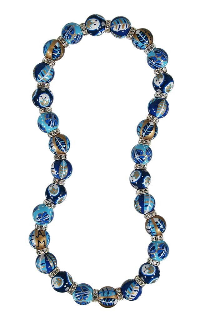BELLA LUNA CLASSIC NECKLACE CLEAR SWAROVSKI CRYSTALS by Angela Moore Hand Painted Beaded Necklace