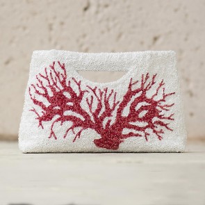 HANDLED BAG - WHITE W/CORAL CORAL 