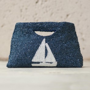 HANDLED BAG - NAVY W/WHITE SAILBOAT 