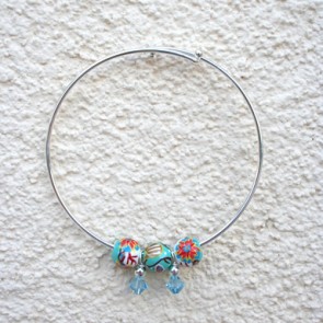 CORAL REEF INFINITY BRACELET W/AQUA SWAROVSKI CRYSTALS