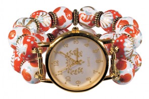 ISLAND SHELLS GRANDE WATCH - GOLD by Angela Moore - Hand Painted Beaded Watch