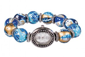 BELLA LUNA CLASSIC BEAD WATCH - SILVER by Angela Moore - Hand Painted Beaded Watch