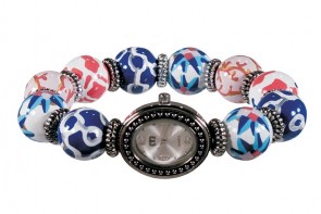 TREASURE ISLAND CLASSIC BEAD WATCH - SILVER by Angela Moore - Hand Painted Beaded Watch