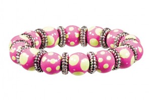 DRAMA DOTS PINK/GREEN LITTLE GIRL'S BRACELET - SILVER by Angela Moore