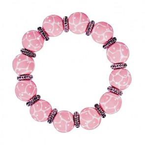 GIRAFFE PINK CLASSIC BRACELET - SILVER by Angela Moore - Hand Painted, Beaded Bracelet