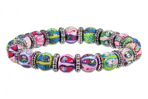 FANCY FLIPS PETITE BRACELET - SILVER by Angela Moore - Hand Painted, Beaded Bracelet