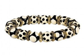GLAMOUR PUSS PETITE BRACELET - GOLD by Angela Moore - Hand Painted, Beaded Bracelet