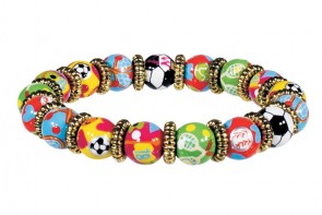 SPORTY GIRL PETITE BRACELET - GOLD by Angela Moore - Hand Painted, Beaded Bracelet