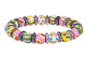 FUN FLIPS PETITE BRACELET - SILVER by Angela Moore - Hand Painted, Beaded Bracelet