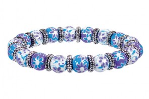 PURPLE PASSION PETITE BRACELET - SILVER by Angela Moore - Hand Painted, Beaded Bracelet