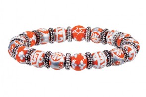 DESERT BLOOM SPICE PETITE BRACELET - SILVER by Angela Moore - Hand Painted, Beaded Bracelet