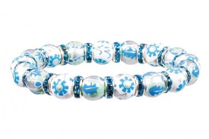 LUXE LIFE PETITE BRACELET - AQUA SWAROVSKI CRYSTALS by Angela Moore - Hand Painted, Beaded Bracelet