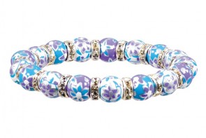 PURPLE PASSION PETITE BRACELET - CLEAR SWAROVSKI CRYSTALS by Angela Moore - Hand Painted, Beaded Bracelet