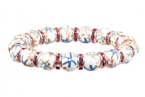 STARFISH PEARL PETITE BRACELET - CLEAR SWAROVSKI CRYSTALS by Angela Moore - Hand Painted, Beaded Bracelet