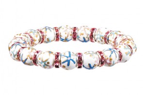 STARFISH PEARL PETITE BRACELET - CLEAR SWAROVSKI CRYSTALS by Angela Moore - Hand Painted, Beaded Bracelet