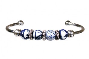 NIFTY NAUTICALS BANGLE by Angela Moore - Hand Painted, Beaded Bengal Bracelet