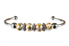 PALM TREE PEARL BANGLE by Angela Moore - Hand Painted, Beaded Bengal Bracelet