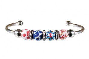 TREASURE ISLAND BANGLE by Angela Moore - Hand Painted, Beaded Bengal Bracelet