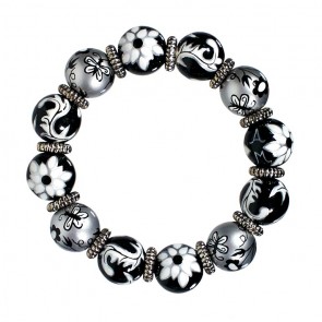SPICE MARKET CLASSIC BRACELET - SILVER by Angela Moore - Hand Painted, Beaded Bracelet