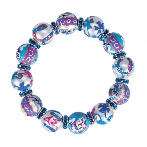 LUCKY DAY CLASSIC BRACELET - AQUA SWAROVSKI CRYSTALS by Angela Moore - Hand Painted, Beaded Bracelets