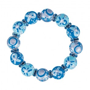 OVARIAN CANCER NATIONAL ALLIANCE CLASSIC BRACELET - AQUA SWAROVSKI CRYSTALS by Angela Moore - Hand Painted, Beaded Bracelets