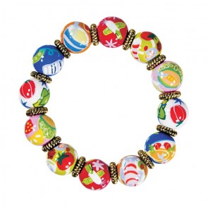 BON APPETIT CLASSIC BRACELET - GOLD by Angela Moore - Hand Painted, Beaded Bracelet