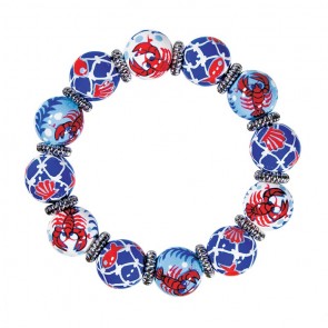 LOVE THAT LOBSTA CLASSIC BRACELET - SILVER by Angela Moore - Hand Painted, Beaded Bracelet