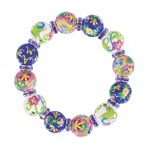 FLORAL GARDEN CLASSIC BRACELET - VIOLET SWAROVSKI CRYSTALS by Angela Moore - Hand Painted, Beaded Bracelets